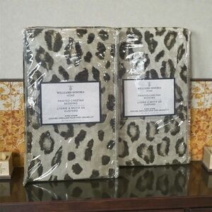 Williams Sonoma Cheetah Cotton Jacquard Print King Shams - Set of 2 - NWT